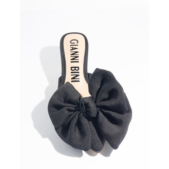 GIANNI BINI Black Bow Kitten Heel Mules Size 9M - Picture 5 of 10